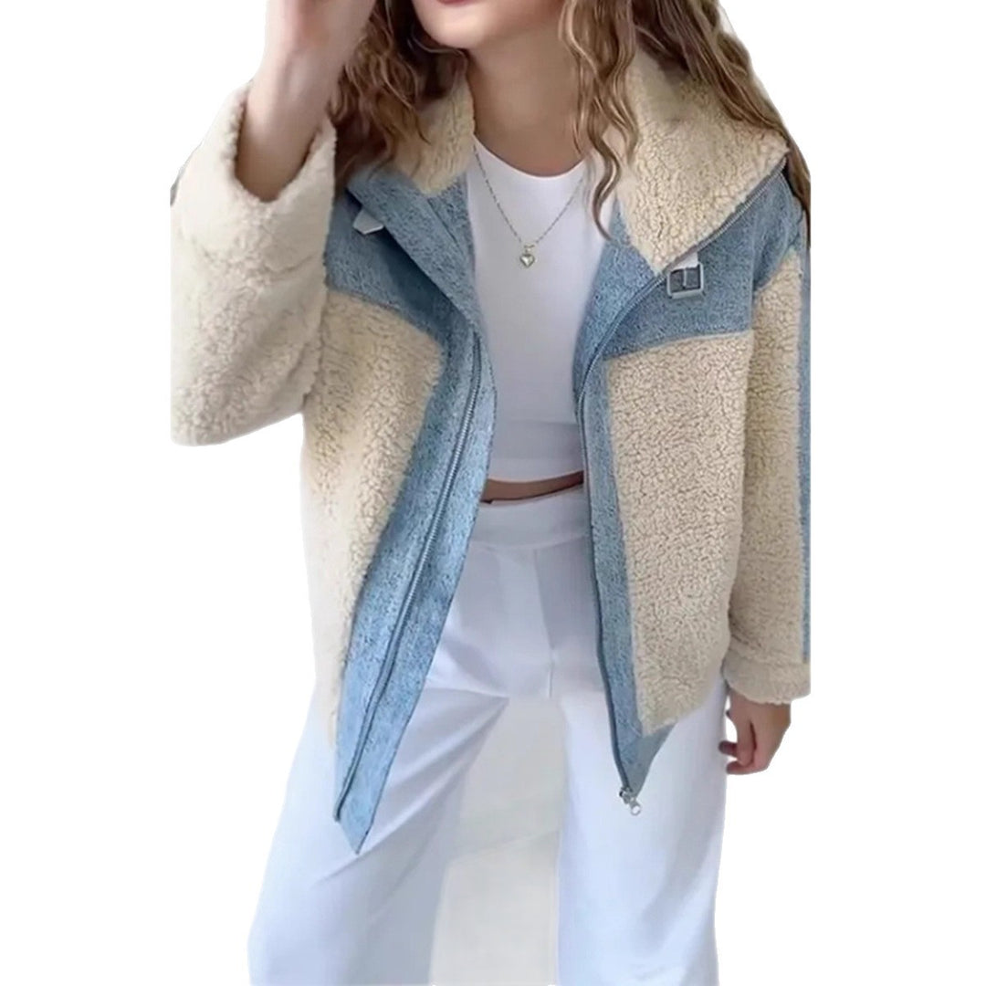 Damen Fleecejacke mit Kapuze und kontrastierenden Einsätzen EB