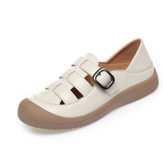 Damen Komfortable Lederschuhe mit modischem Schnallen-Detail EB