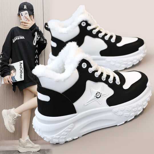 Damen High-Top Sneakers mit kuscheligem Warmfutter und rutschfester Sohle EB