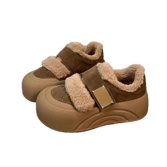Damen Clogs mit flauschigem Innenfutter und verstellbarem Klettverschluss EB