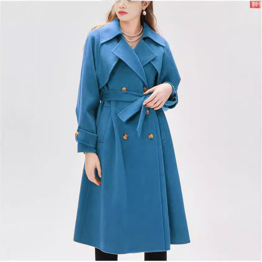 Damen eleganter Trenchmantel mit doppelter Knopfleiste und tailliertem Schnitt EB