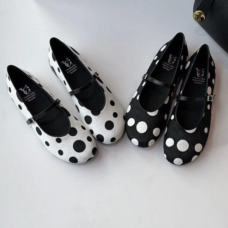 Damen Ballerinas mit modischem Punkten-Design und verstellbarem Riemchen EB