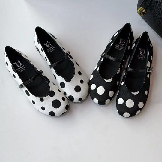 Damen Ballerinas mit modischem Punkten-Design und verstellbarem Riemchen EB