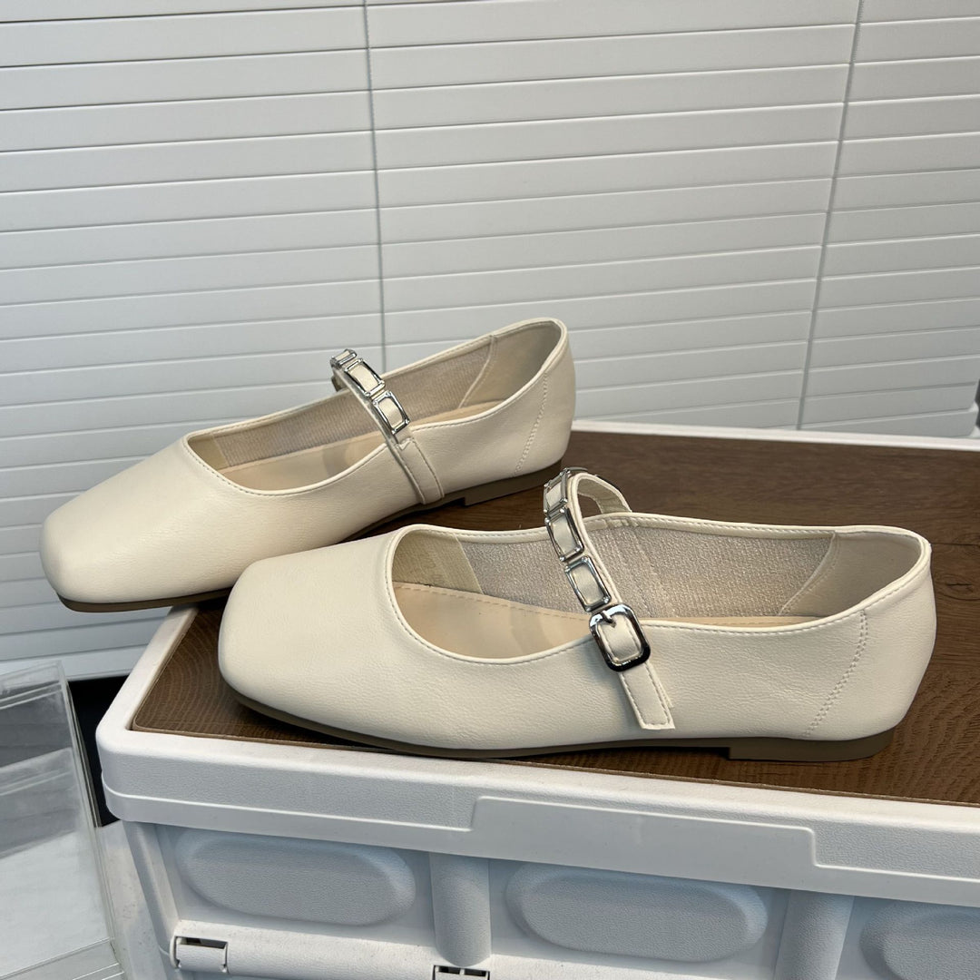 Damen elegante Ballerinas mit modischem Riemen und weichem Innenfutter EB