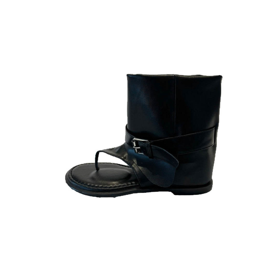 Damen Modische Sneaker-Stiefel mit offenem Zehenbereich und verstellbarem Riemen EB