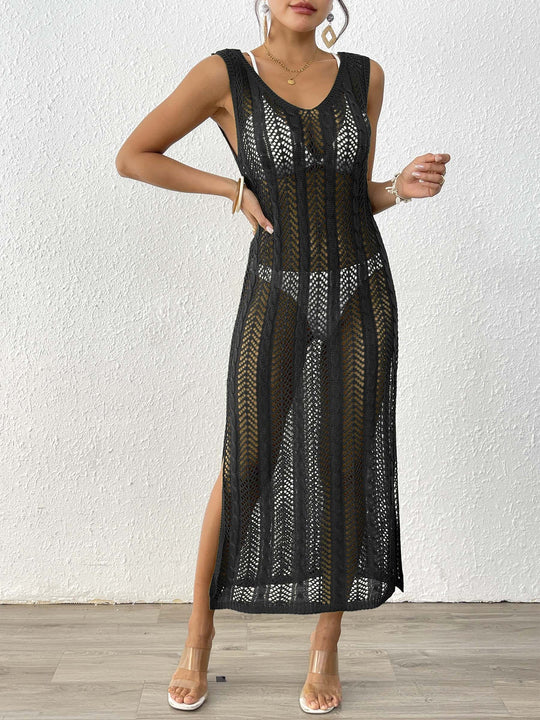 Damen eleganter Häkelsarong mit transparentem Design EB