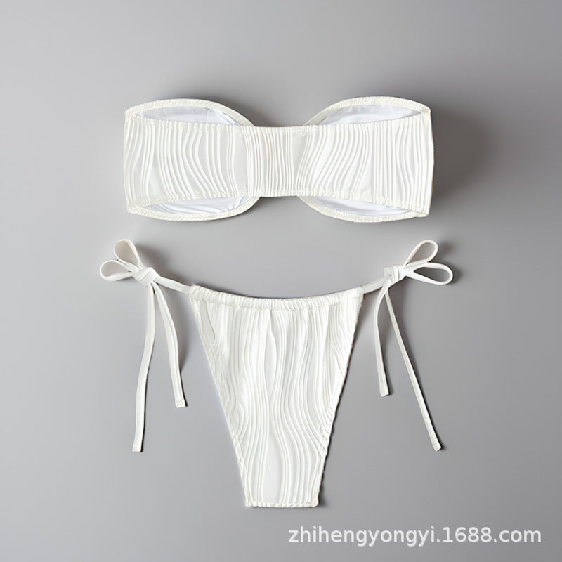 Damen Bandeau-Bikini mit dekorativem Muschelverschluss EB