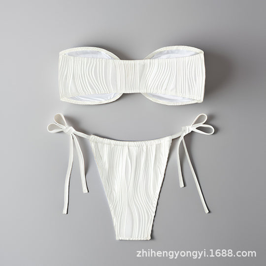 Damen Bandeau-Bikini mit dekorativem Muschelverschluss EB