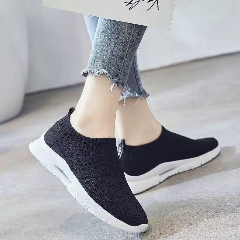 Damen Slip-On Laufschuhe mit elastischem Obermaterial und dämpfender Sohle EB
