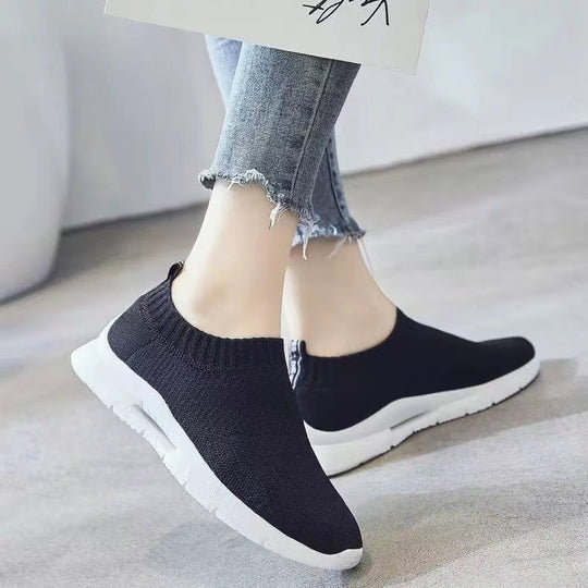 Damen Slip-On Laufschuhe mit elastischem Obermaterial und dämpfender Sohle EB