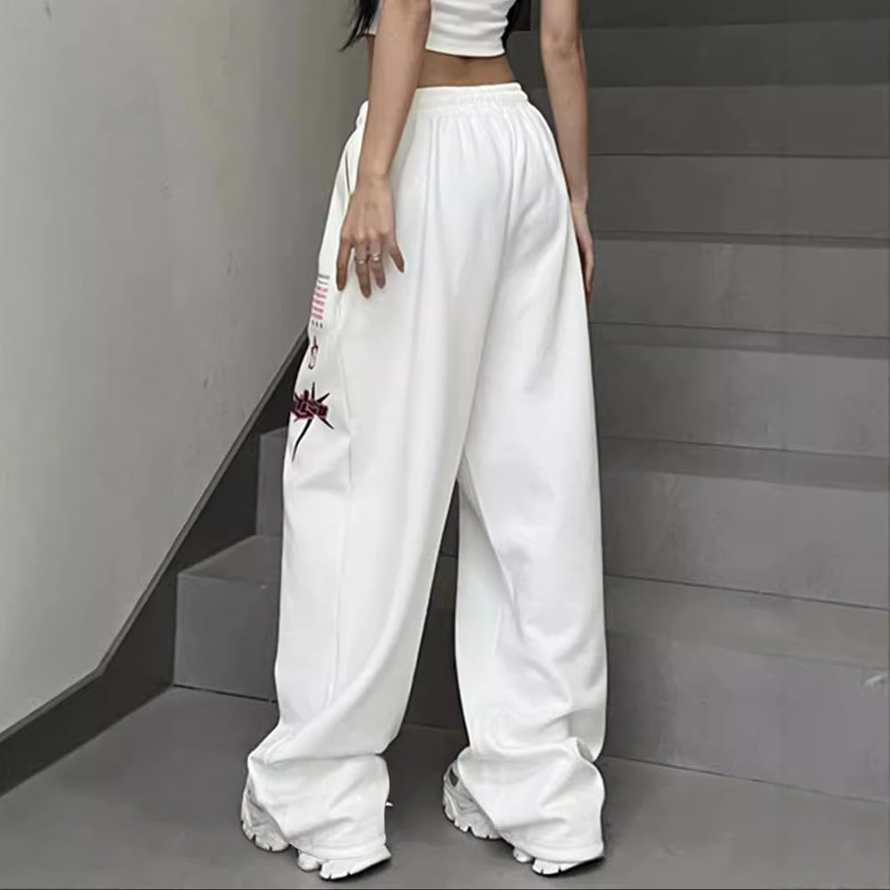 Damen Baggy-Hose mit auffälligem Grafikdruck und elastischem Bund EB