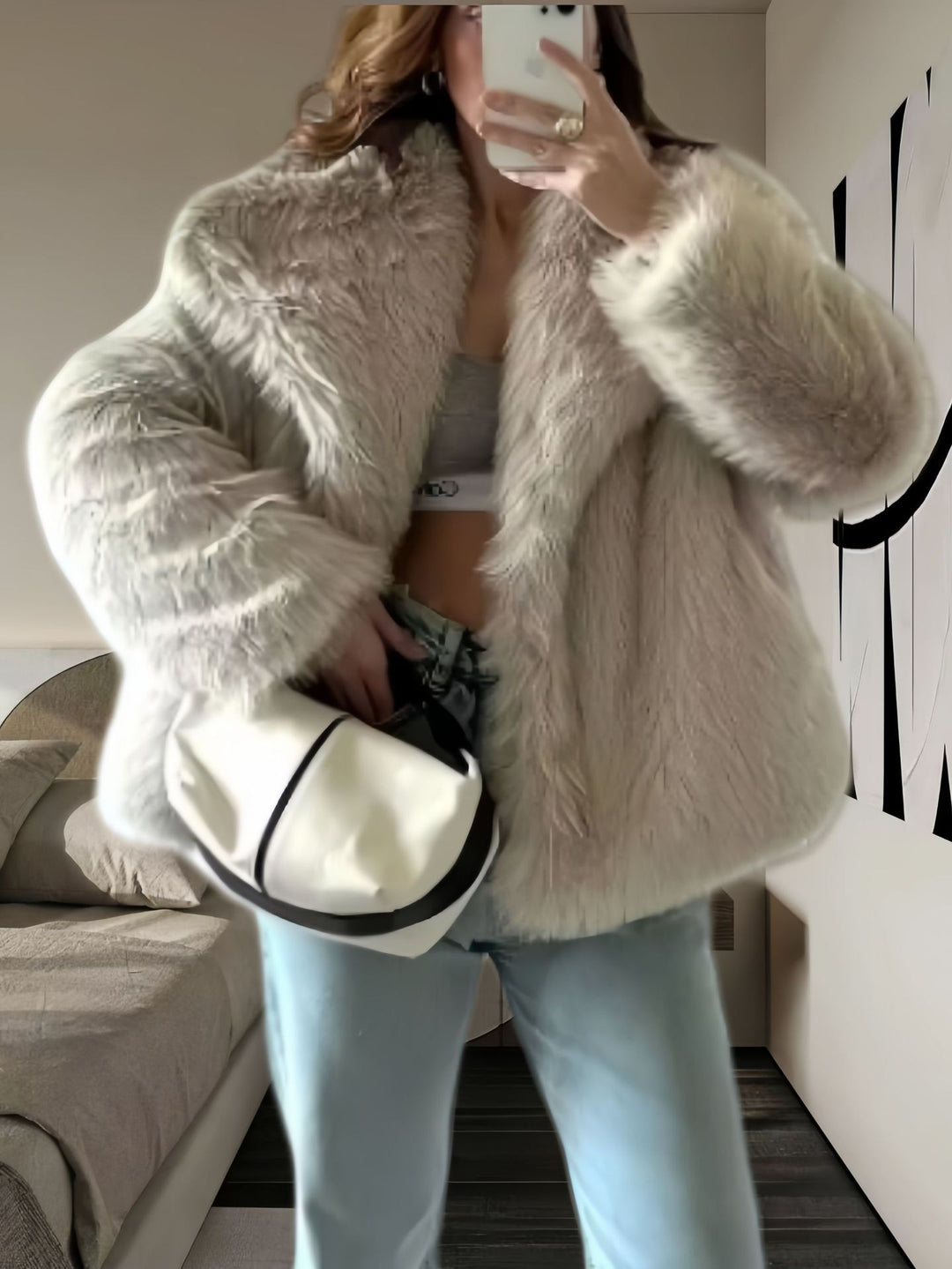 Damen kuschelige Pelzjacke EB