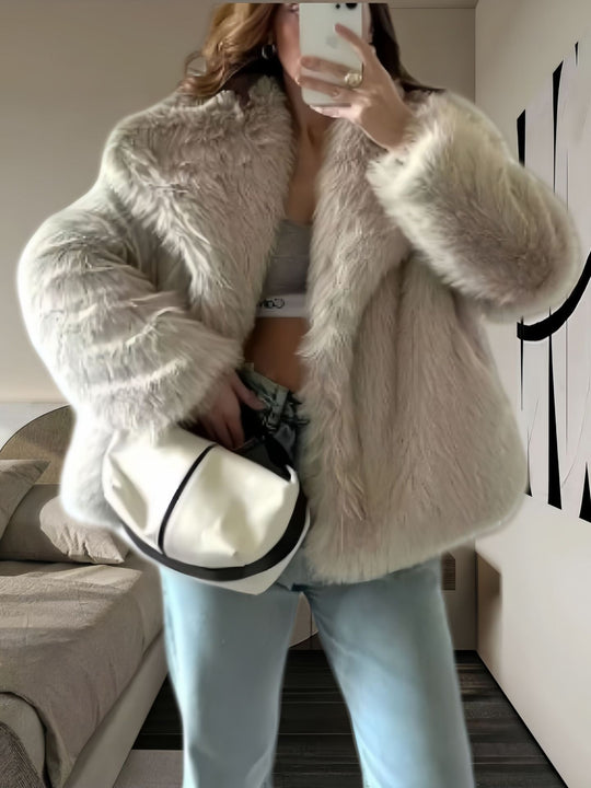 Damen kuschelige Pelzjacke EB