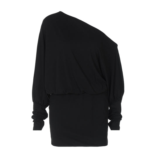 Damen Lässiges Off-Shoulder Kleid mit seitlicher Raffung EB