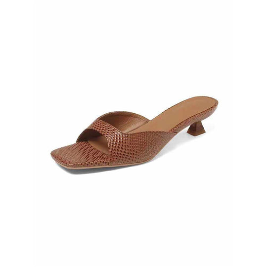 Damen elegante Mules mit offenen Zehen und feinem Absatz EB