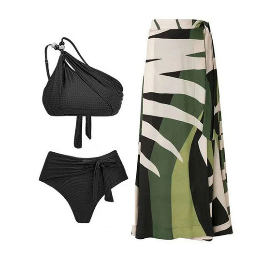 Damen Hochgeschnittener Bikini mit asymmetrischem Schnitt und raffiniertem Wickel-Design EB