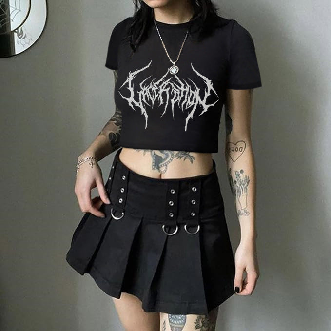 Damen Crop-T-Shirt mit fruchtigem Kirschdesign und lockerem Schnitt EB