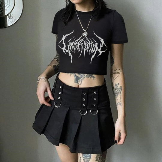 Damen Crop-T-Shirt mit fruchtigem Kirschdesign und lockerem Schnitt EB
