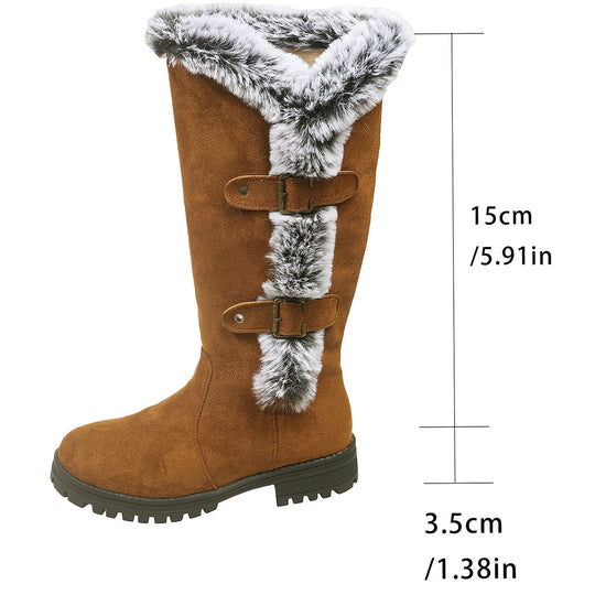 Damen Winterstiefel mit kuscheligem Kunstfellkragen und rutschfester Sohle EB