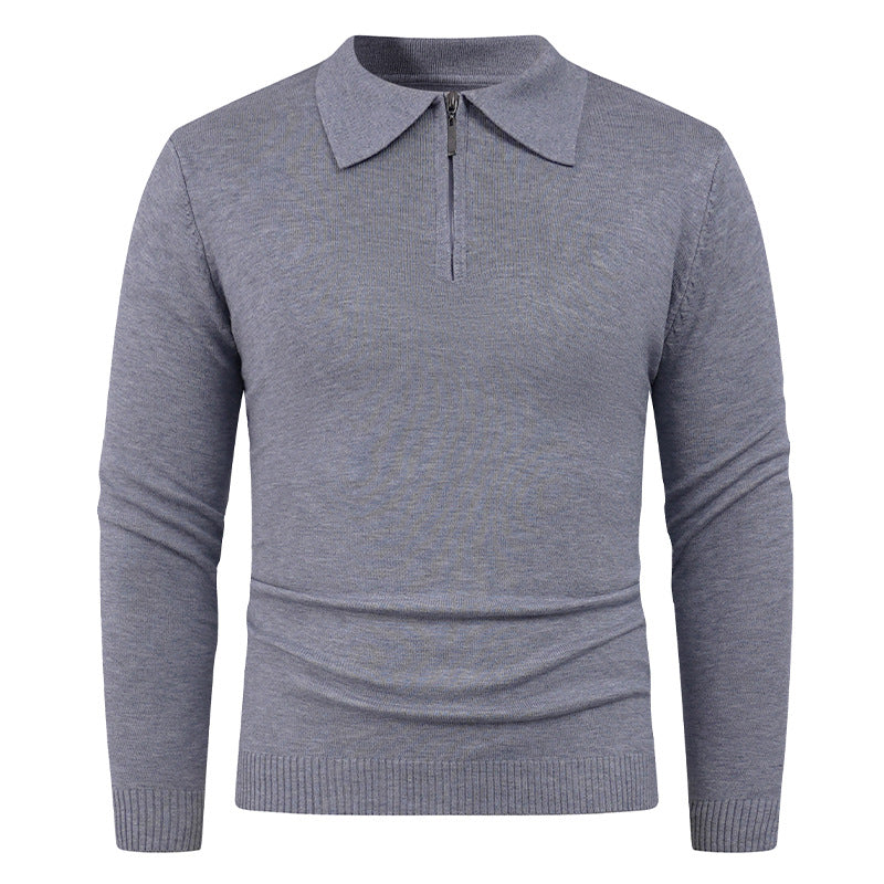 Herren Strickpullover mit halb offenem Kragen und feiner Rippenstruktur EB