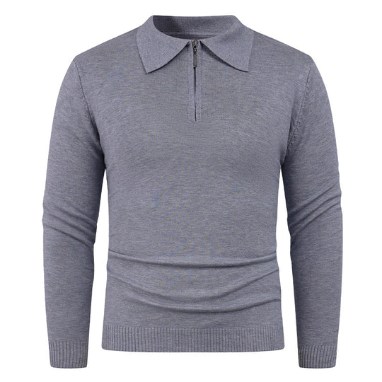 Herren Strickpullover mit halb offenem Kragen und feiner Rippenstruktur EB