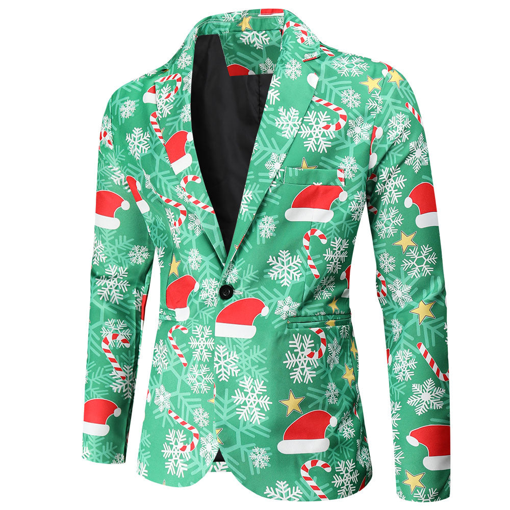 Herren Festlicher Blazer mit weihnachtlichem Motiv und modernem Schnitt EB