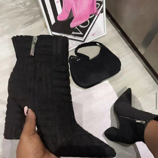 Damen Elegante Stiefeletten mit strukturiertem Obermaterial und praktischem Reißverschluss EB