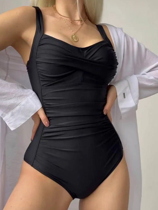 Damen Einteiliger Badeanzug mit raffiniertem Rüschendesign EB