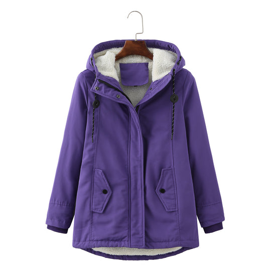 Damen warme Fleecegefütterte Parka-Jacke mit verstellbarem Taillenzug EB