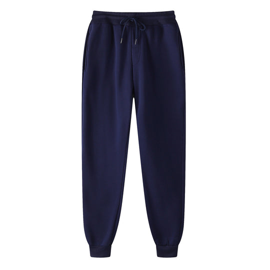 Herren nan geradlinige Sweatpants aus melierter Baumwollmischung mit elastischem Bund Kordelzug und Seitentaschen EB