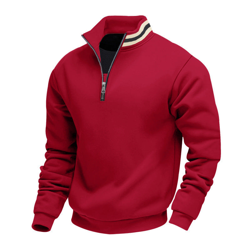 Herren nan Halbzip-Sweatshirt mit sportivem Ringkragen und weichem Fleece-Innenfutter EB