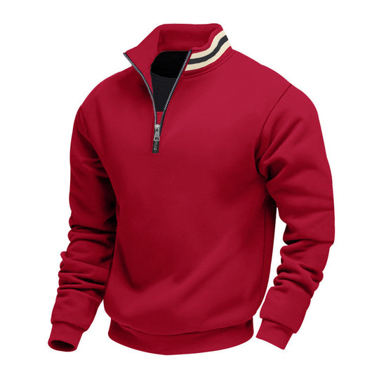 Herren nan Halbzip-Sweatshirt mit sportivem Ringkragen und weichem Fleece-Innenfutter EB