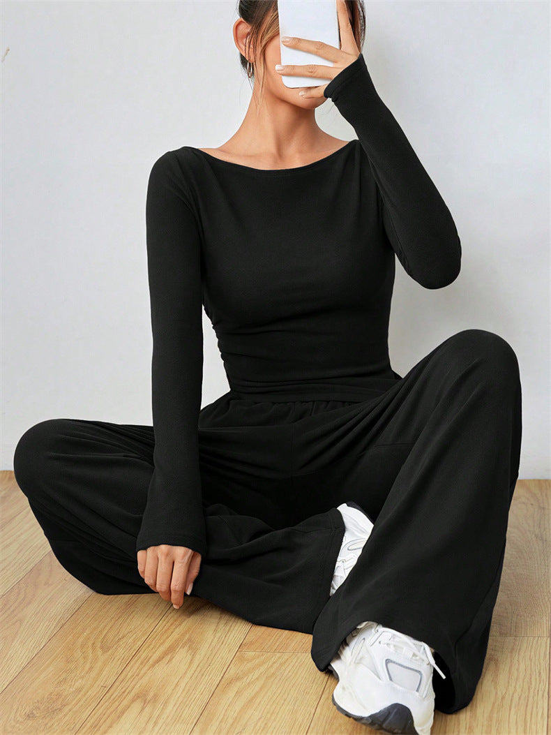 Damen Lässiges Oberteil und weite Hose Set EB