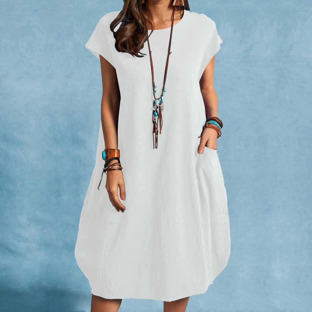 Damen luftiges Sommerkleid mit praktischen Taschen und modernem Schnitt EB
