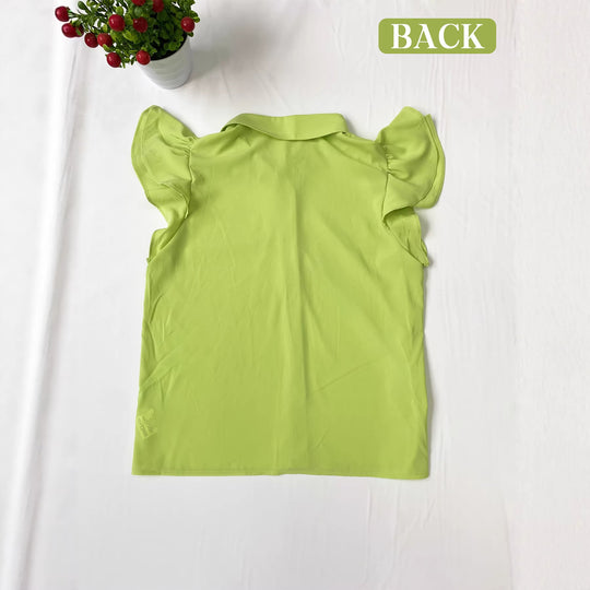 Damen Verspielte Bluse mit Rüschendetails und Knopfverschluss EB