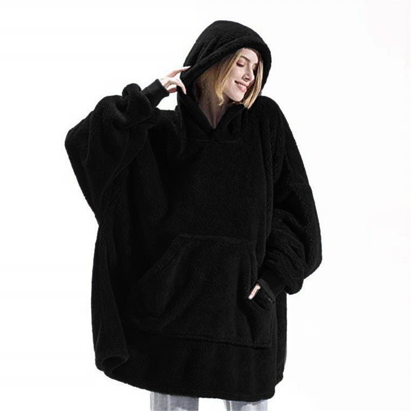 Damen oversize Fleece-Hoodie mit Kängurutasche und Kapuze EB