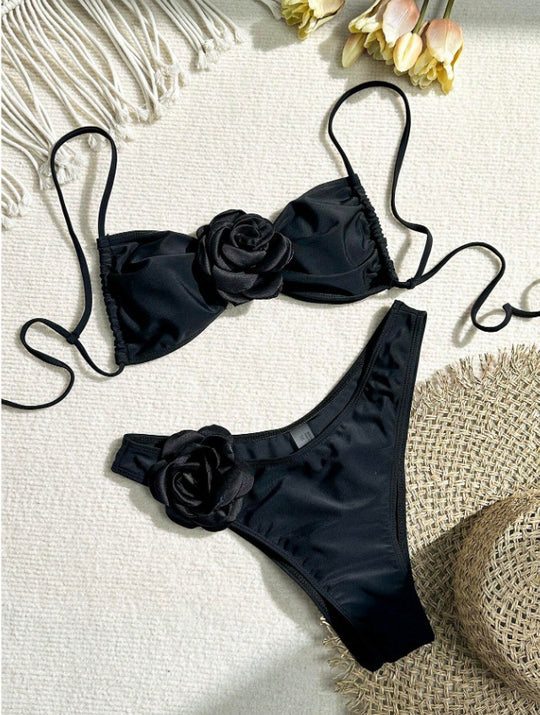 Damen Bikini mit flower Applikationen EB