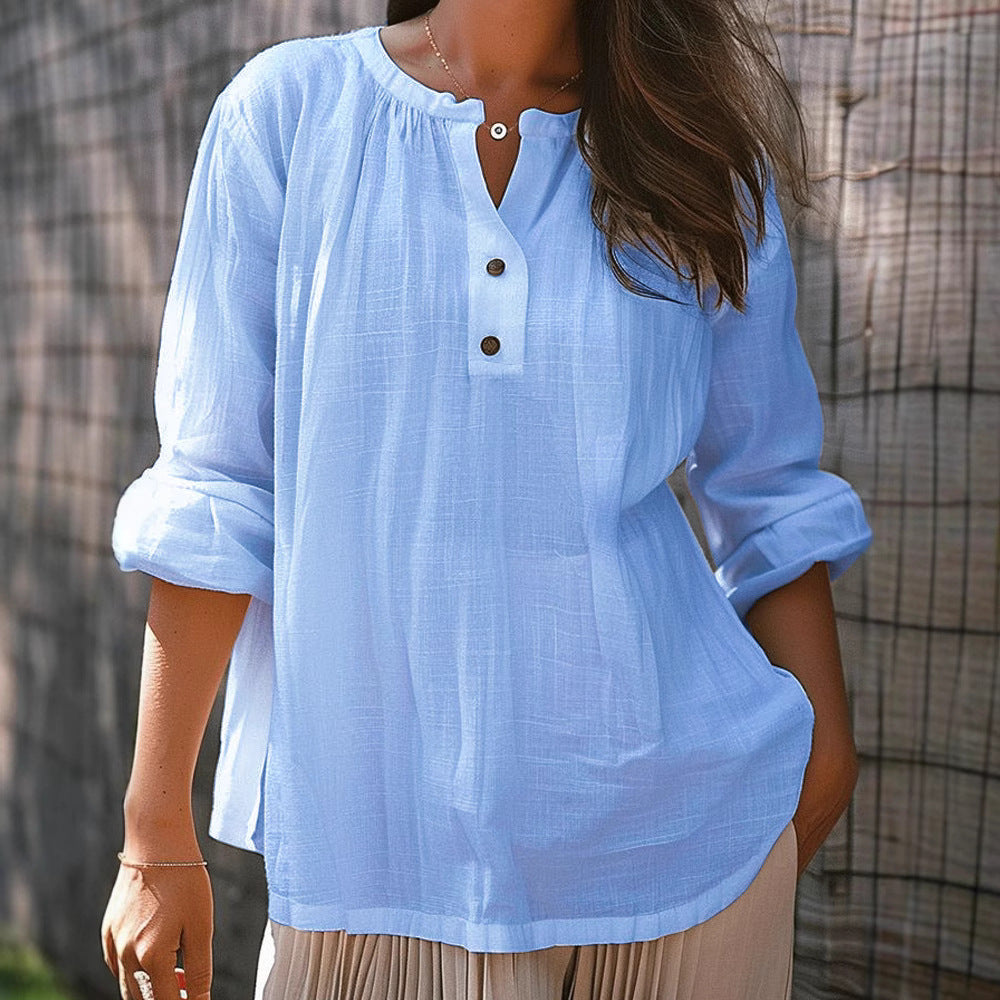 Damen lässige Bluse mit Knopfleiste EB