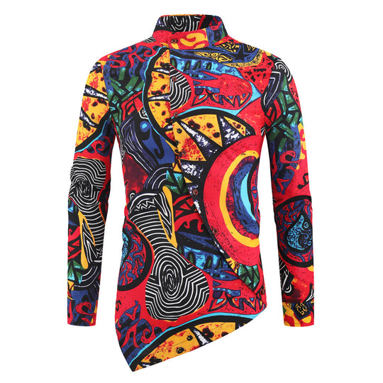 Damen Langarmshirt mit asymmetrischem Schnitt und buntem Grafikdruck EB