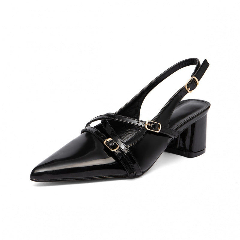 Damen Slingback-Pumps mit spitzem Absatz und elegantem Riemendesign EB