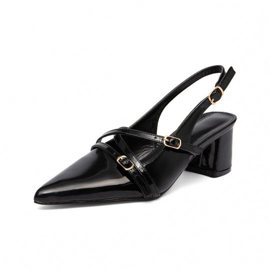 Damen Slingback-Pumps mit spitzem Absatz und elegantem Riemendesign EB