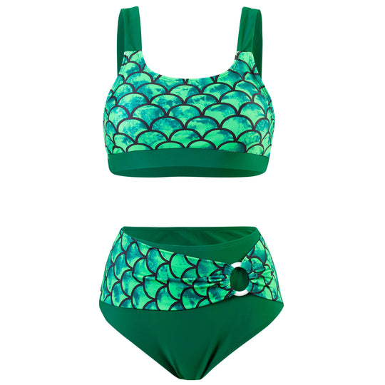 Damen Hochtailliertes Bikini-Set mit raffiniertem Ring-Design EB