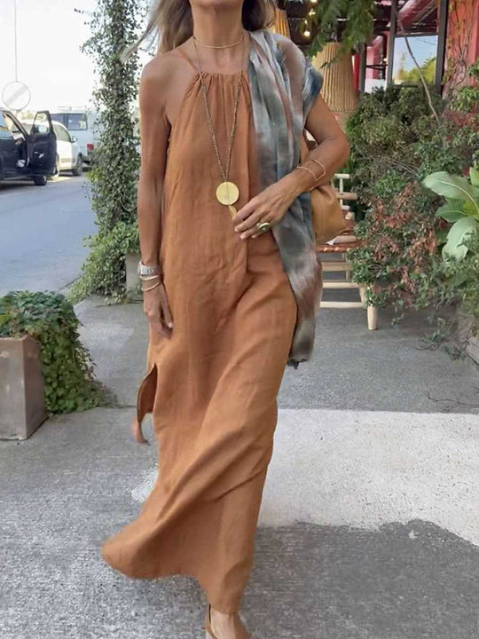 Damen Maxikleid mit Spaghettiträgern und elegantem fließendem Schnitt EB