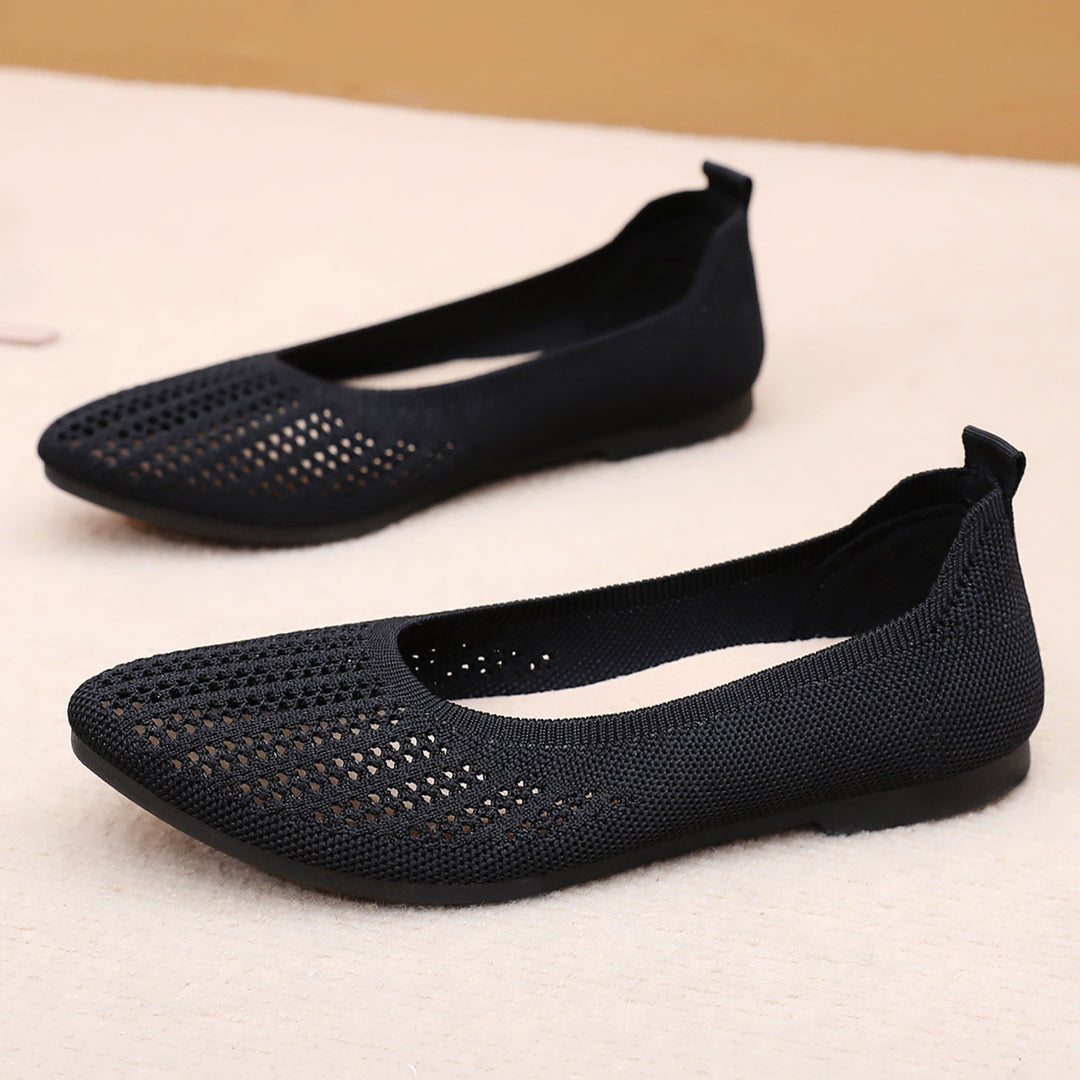 Damen Atmungsaktive Ballerinas mit elastischem Strickdesign EB
