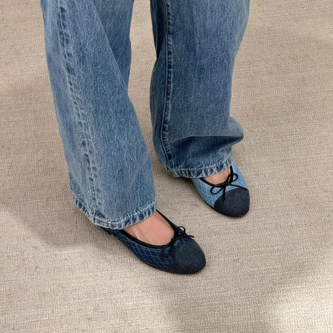 Damen Ballerinas mit mattem Obermaterial und dekorativem Schleifendetail EB