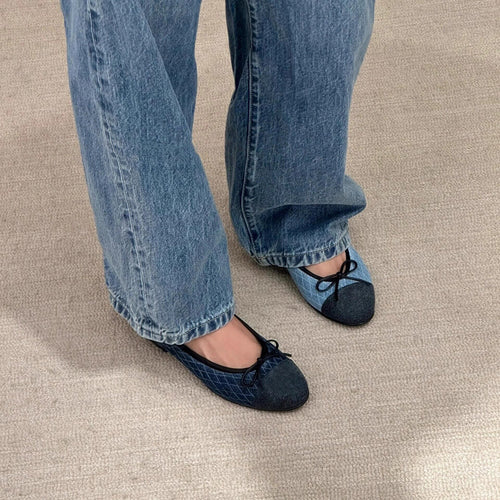 Damen Ballerinas mit mattem Obermaterial und dekorativem Schleifendetail EB