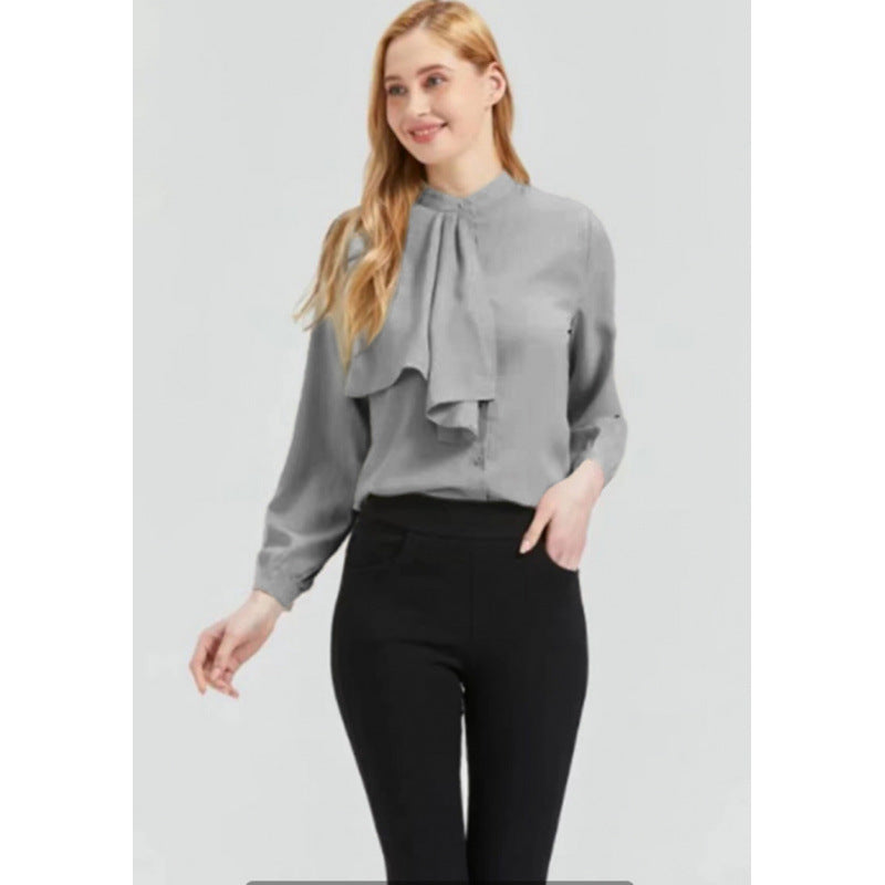 Damen Bluse mit eleganter Rüschendetails und Kragen EB