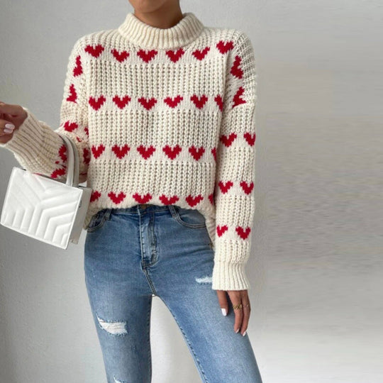 EB | Herzstrickpullover Mit Romantischem Stil