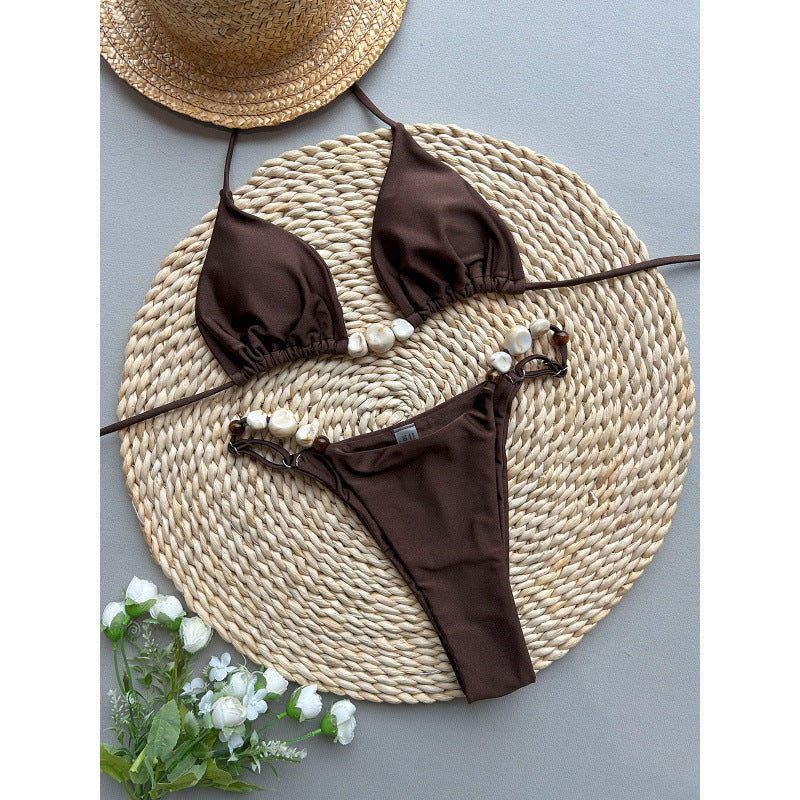 Damen Triangel-Bikini mit eleganten Verzierungen EB