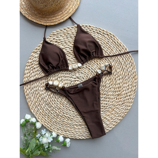 Damen Triangel-Bikini mit eleganten Verzierungen EB